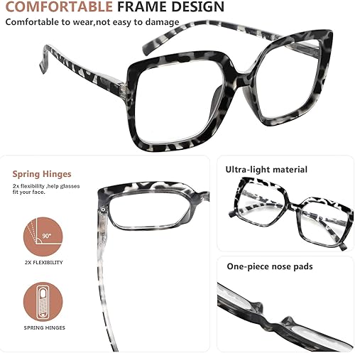 Miniatura 3 de Eyekepper Lentes de lectura para mujer anteojos lectores de marco grande anteojos de gran tamaño color gris tortuga 250