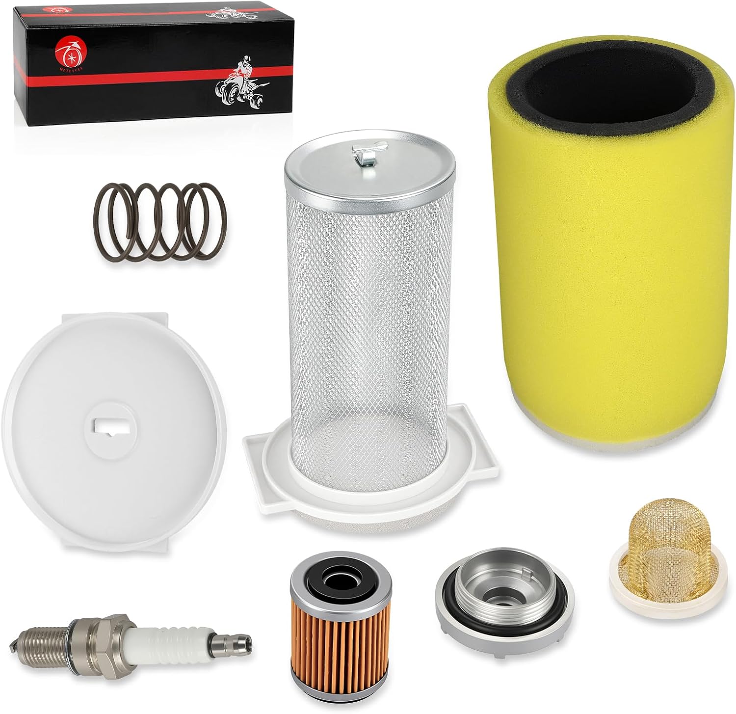 For Yamaha Big Bear Moto-4 Kodiak 350 400 YFM350 YFM400 Air Filter Cage kit w/Fuel Filter + Drain Plug Oil Strainer Spring Kit 1987-1999 1YW-14458-01-00