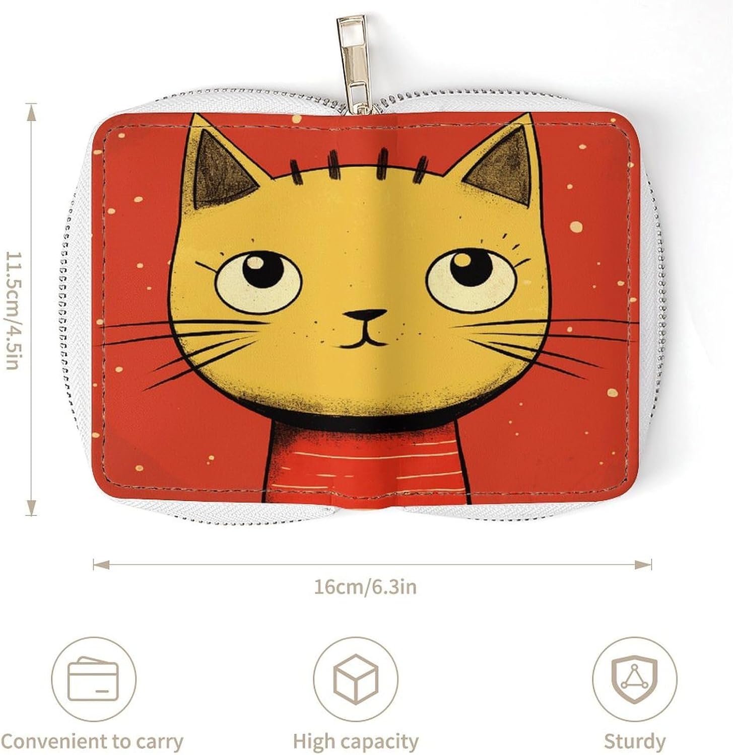 Cute Cat Icon Card Holder RFID Blocking,Credit Card Wallet for Women And Men,Card Case Organizer Bag with Zipper