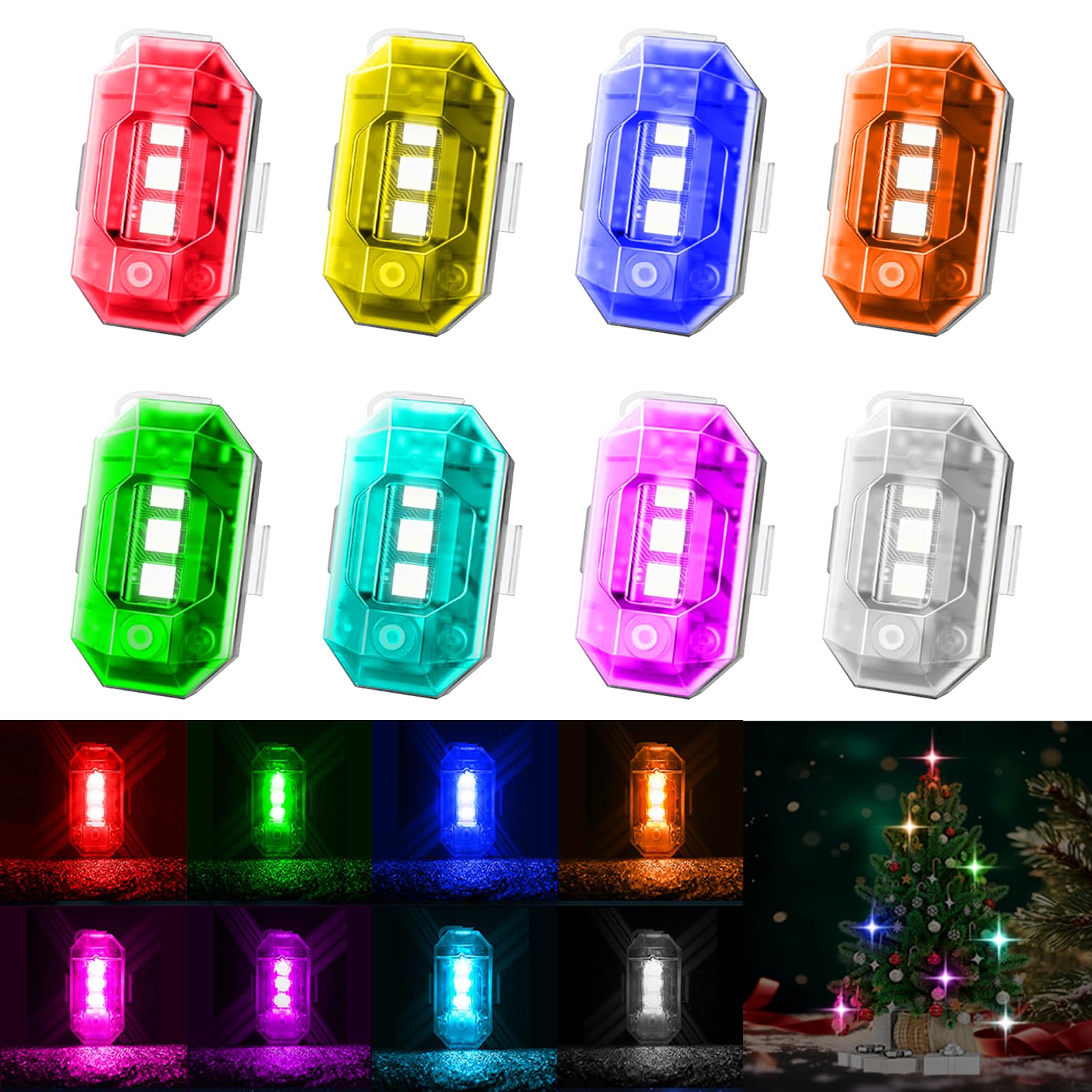 2PCS Wireless LED Strobe Lights With Remote - 8 Colors, IP65 Waterproof For Cars, Drones, Motorcycles - View #8