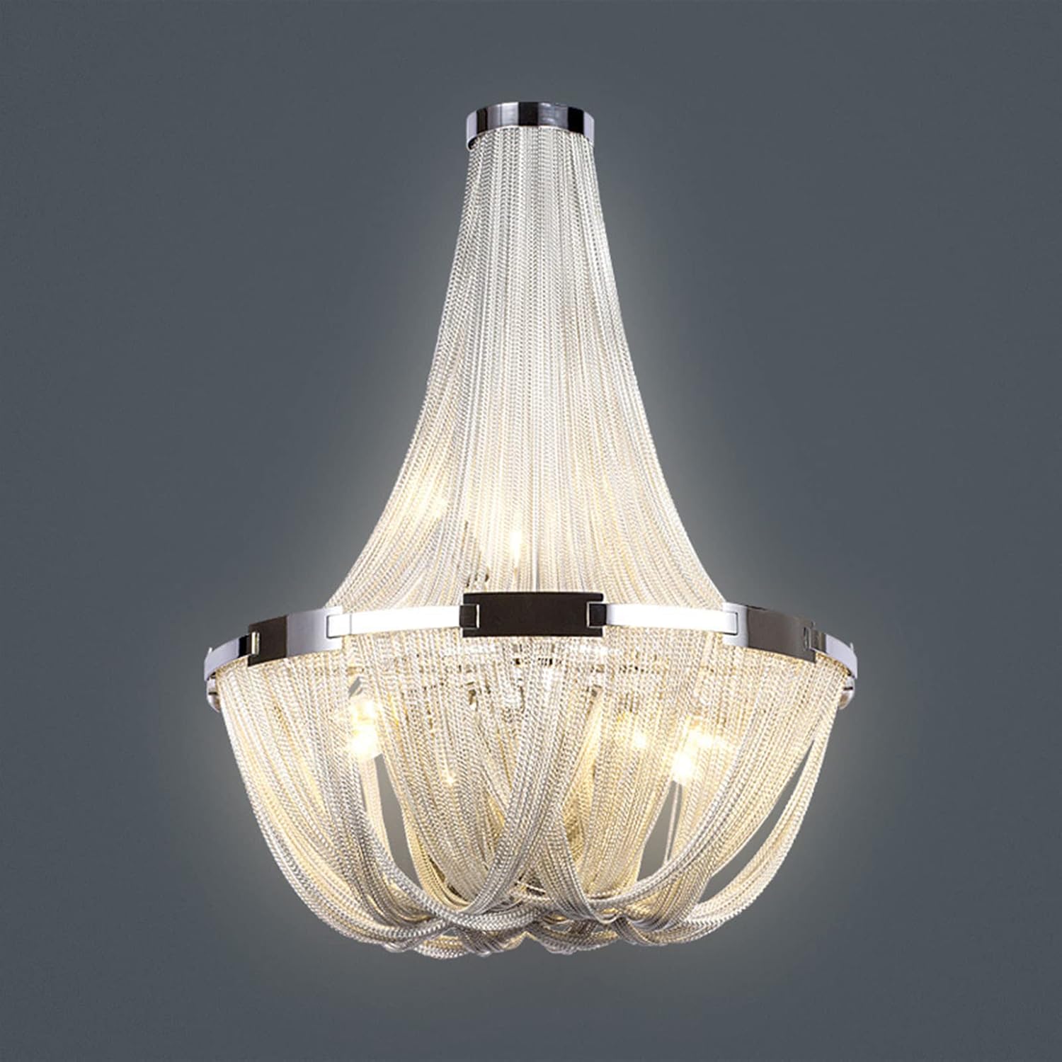 Post-Modern LED Chaner - Tassel Aluminum Chain Round Light for Large Living Room, Bedroom, Entryway, Dining Room, Girls Room, Foyer