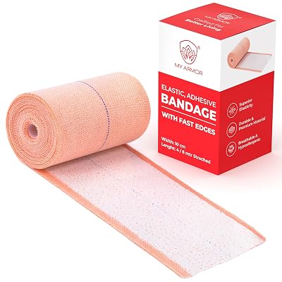 MY ARMOR Premium Elastic Adhesive Bandage for Support & Pain Relief, 10cm x 4mt,1 Piece