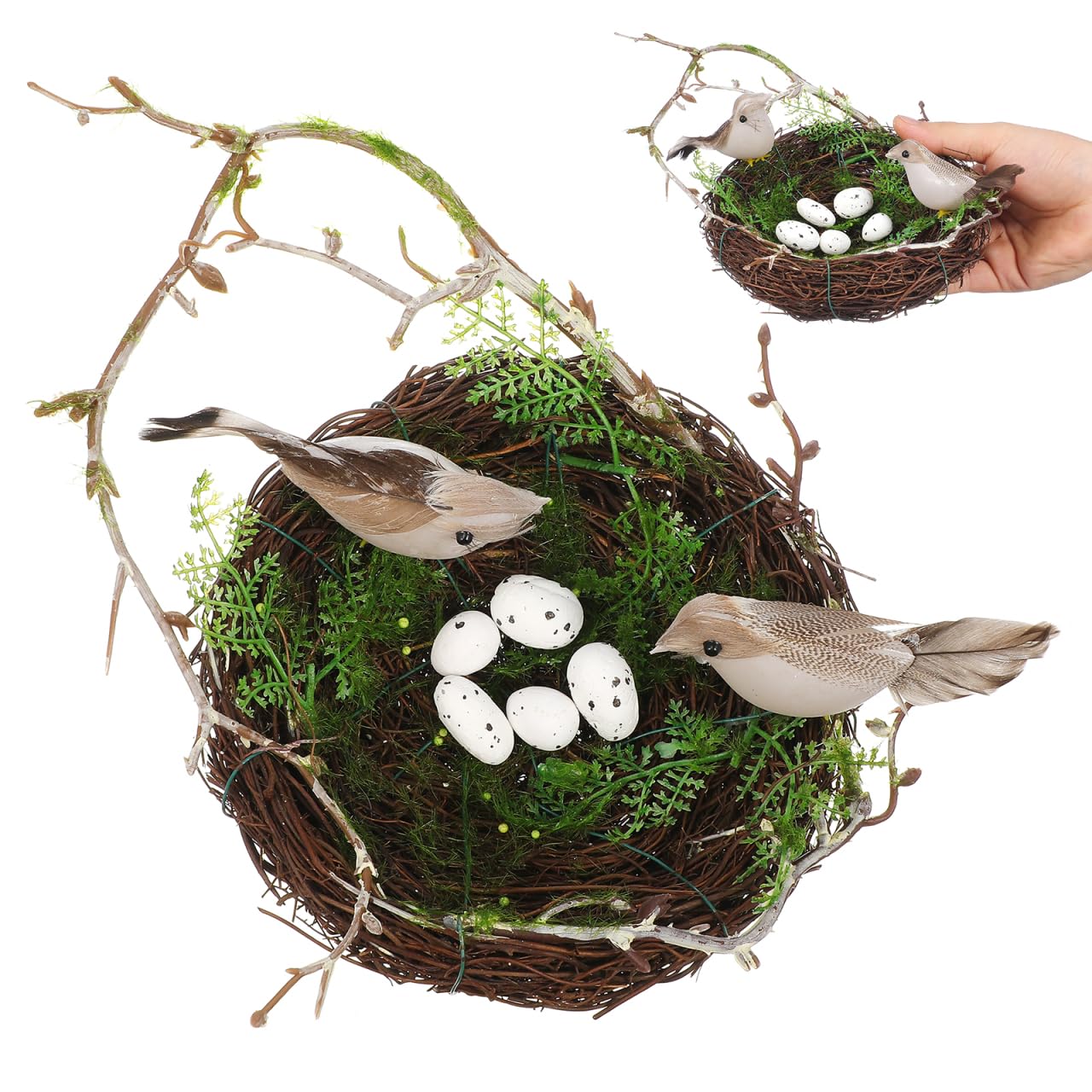 Amazon.co.jp: Cabilock Spring フェイク 鳥の巣 鳥の巣 20cm 卵付き
