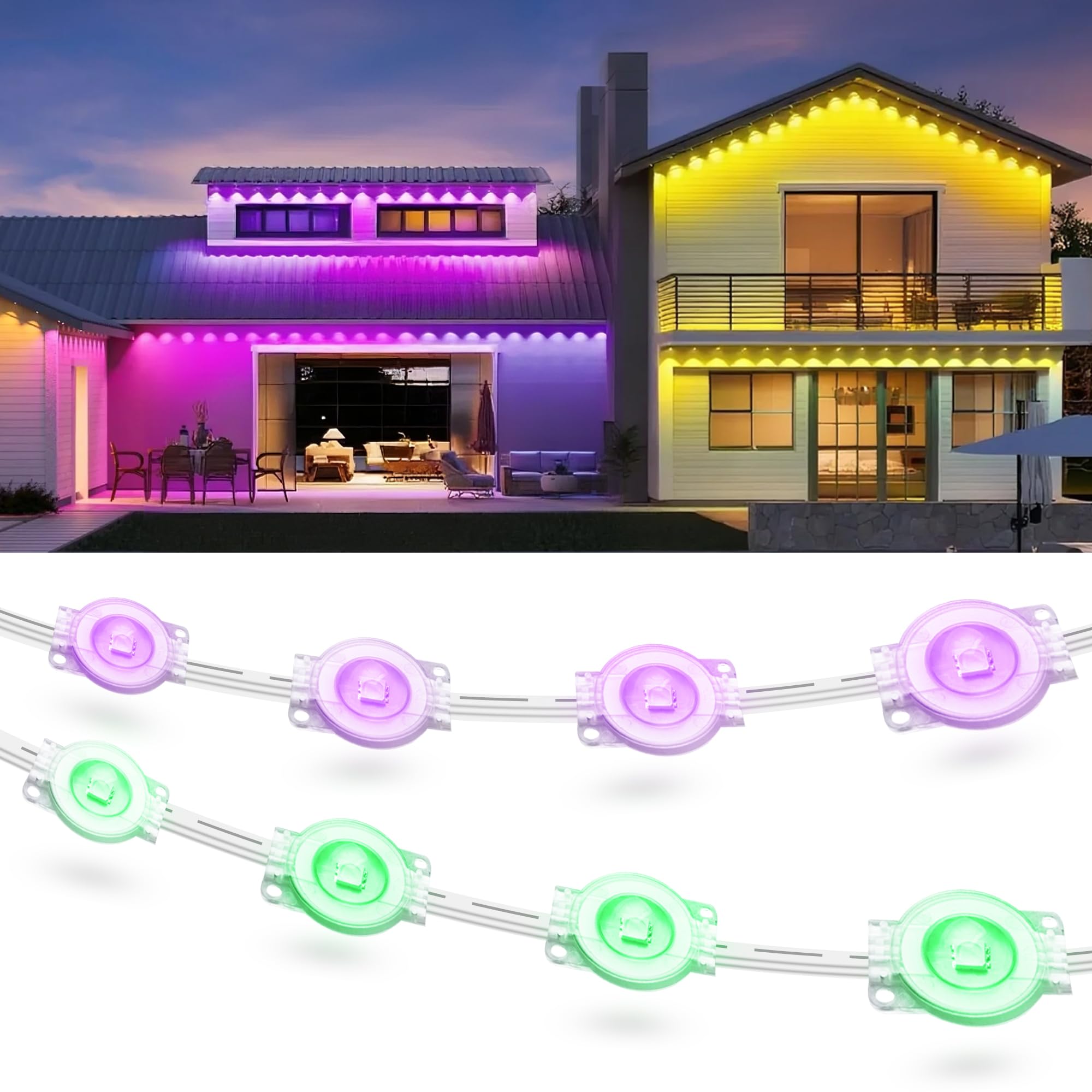 Fussion 200ft Permanent Outdoor Lights for House, 2025 Smart RGB
