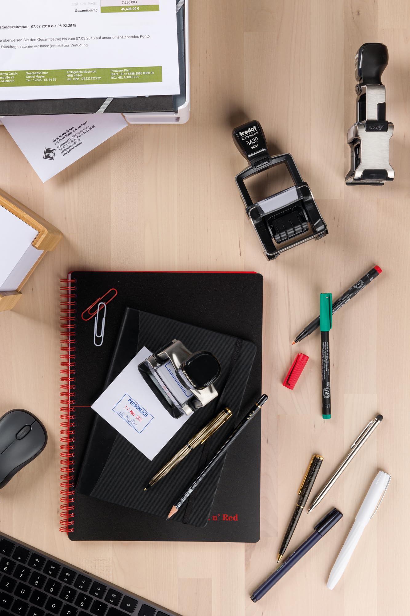 5430 Datumstempel individuell mit Text personalisierbar selbstfärbend Datum + Wunschtext Bürostempel Firmenstempel Adressstempel für Büro Praxis Lager robust Die Stempel GmbH