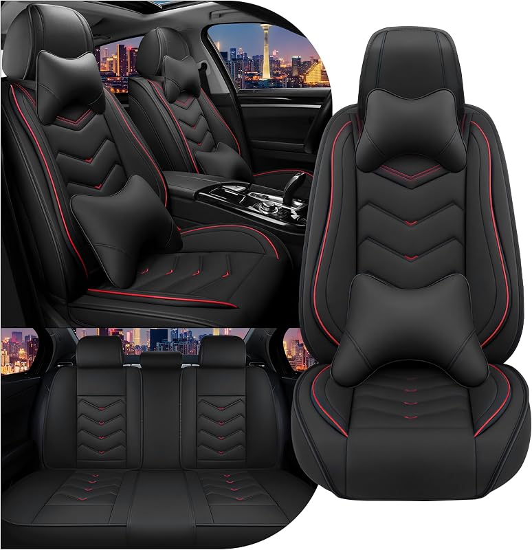 Capas para bancos CTDS em couro sintético para Honda Civic 2000–2026, conjunto luxo preto com 5 lugares