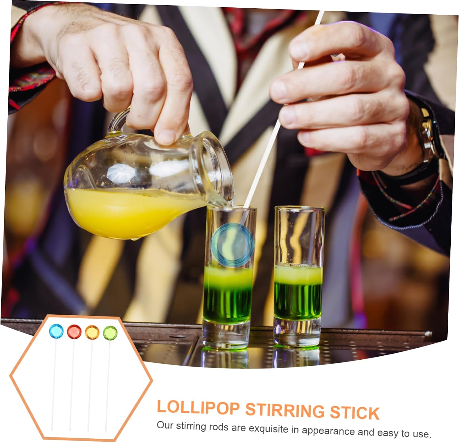 ABOOFAN 12pcs Stainless Steel Swizzle Stirring Sticks Assorted Cocktail Mixing Rods for Beverages Elegant Lollipop Shape Design for Parties and Home Use