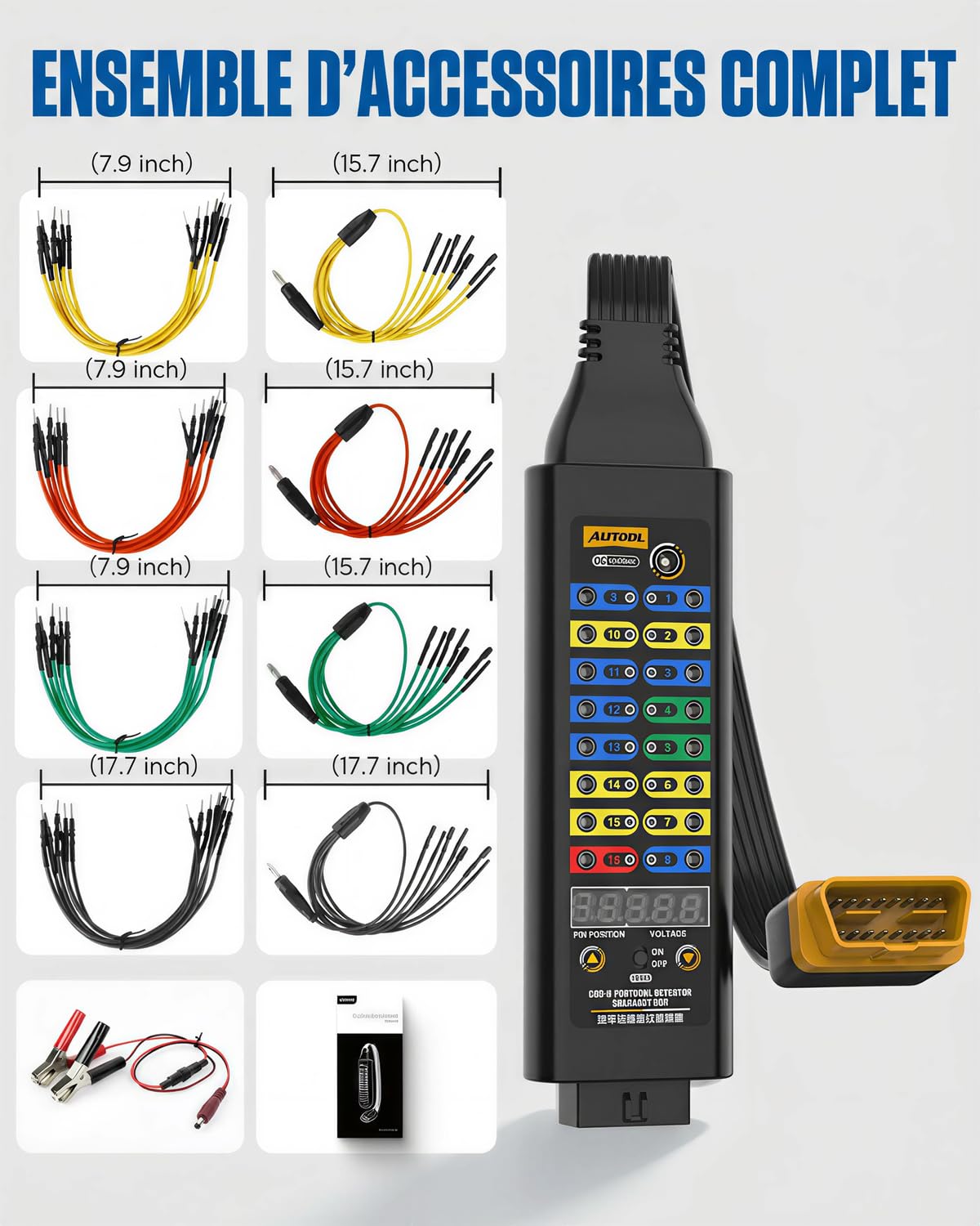 Boîtier de Dérivation OBD2 avec Mode Série 120Ω, Affichage de la Tension, Connecteur à 16 Broches, Voyant LED, pour Scanner/Multimètre pour Test de Diagnostic électrique Automobile