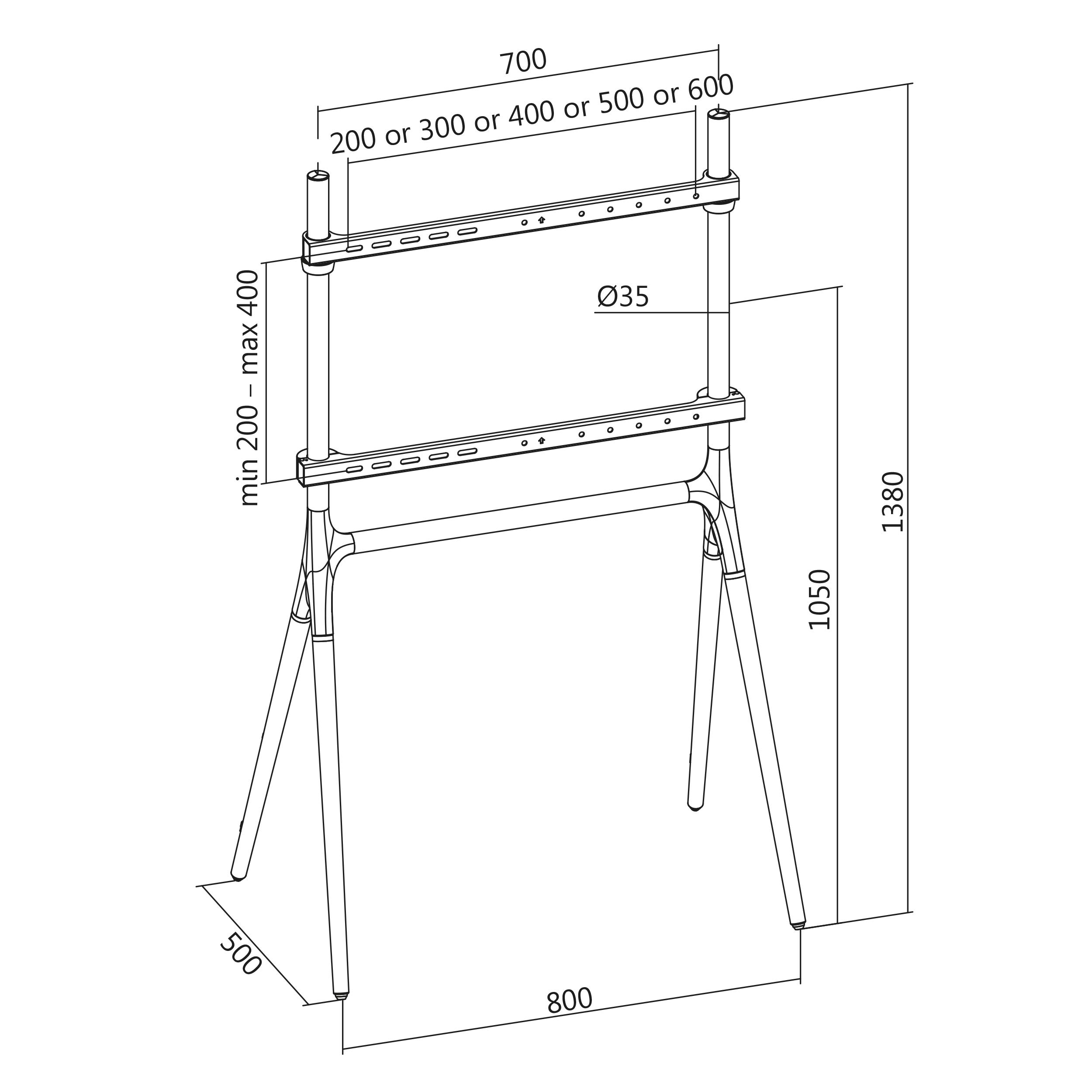 Supporto per Televisioni 49-70 Pollici 4 Gambe Walnut - Dettaglio