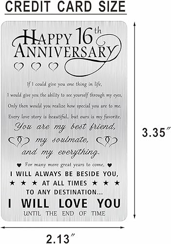 Miniatura 2 de Alotozo Regalos grabados para el 16 aniversario, tarjeta de felicitación de aniversario de boda de 16 años para marido, él, esposa, hombres
