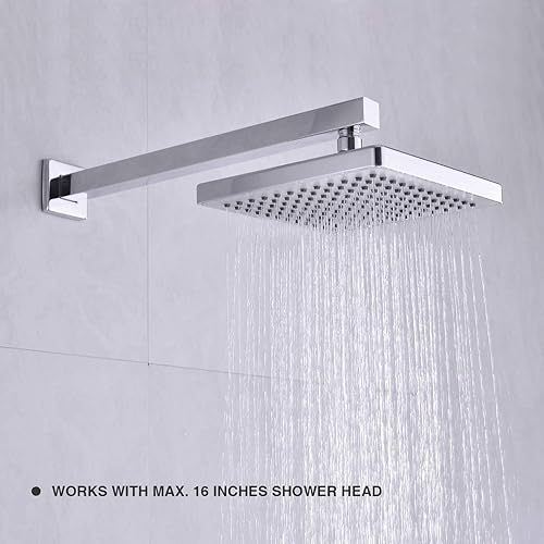 Miniatura 2 de Brazo de ducha con brida de acero inoxidable de 16 pulgadas, brazo de extensión de ducha para baño, tubo montado en la pared para cabezal de ducha