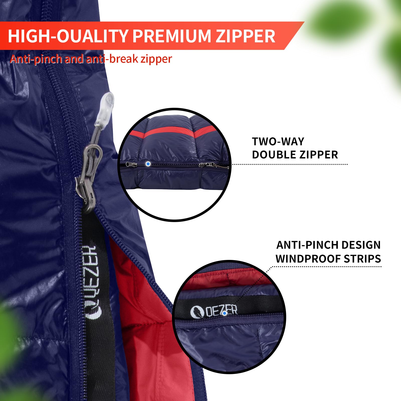 Saco de dormir de plumón, saco de dormir ultraligero de -3 °C a 8 °C para 4 estaciones, camping, mochileros y senderismo, relleno de plumón de pato premium de 600 g