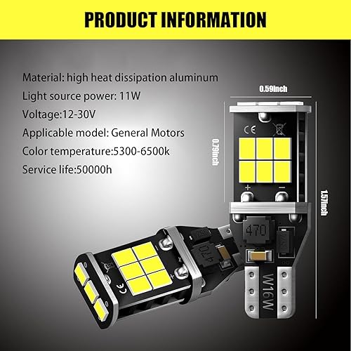 Miniatura 2 de 2 luces de freno LED T15 para automóvil, 2835-15SMD, luz de retroceso de flash de alto brillo, accesorios de iluminación de 360 de ahorro de energía