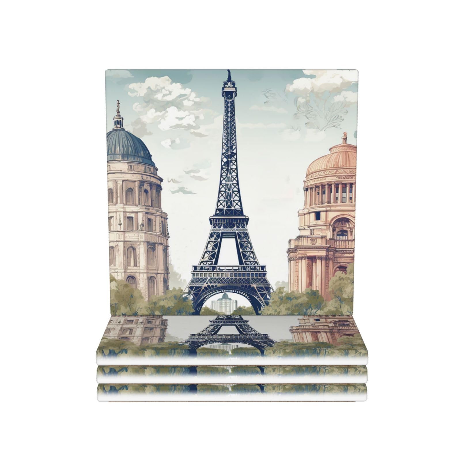 Dessous de verre absorbant en céramique lot de 4 Paris