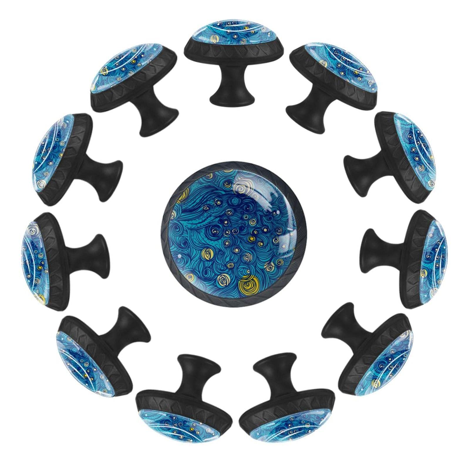 Boutons de tiroir en spirale bleu 35mm lot de 12 pour commode