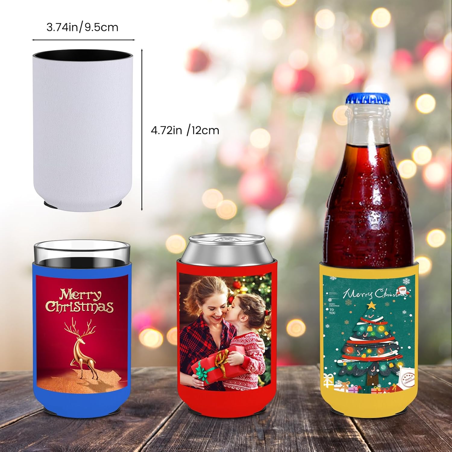 Custom Can Cooler Sleeve 50 Pack Bulk Personalized Collapsible Insulated Neoprene Drink Holder for Wedding Reunions Birthdays Parties Holiday Decorations - Image 2