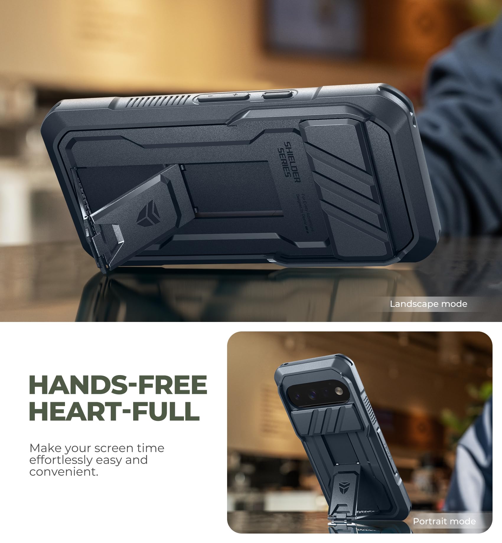 Dexnor para Funda Google Pixel 11&11 Pro con Tapa Deslizante Cámara & 2 Marcos Delanteros & Protector de Pantalla Integrado & Soporte, Carcasa Protectora Integral a Prueba de Golpes Resistente - Azul
