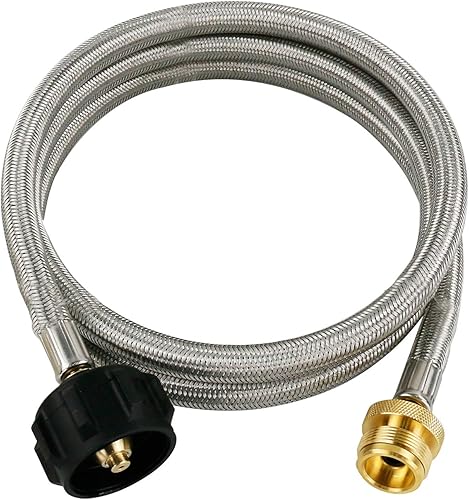 Uniflasy Adaptador de manguera de propano de 1 libra a 20 libras, tanque de propano trenzado de acero inoxidable duradero que conecta la manguera,