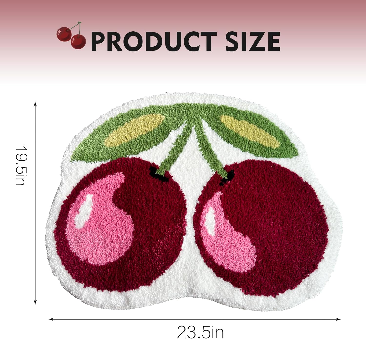 Cherry Rug, 19.5x23.5 inches Cherry Bath Mat for Bathroom, Cute and Fun Cherry Bathroom Decor, Anti Slip and Washable