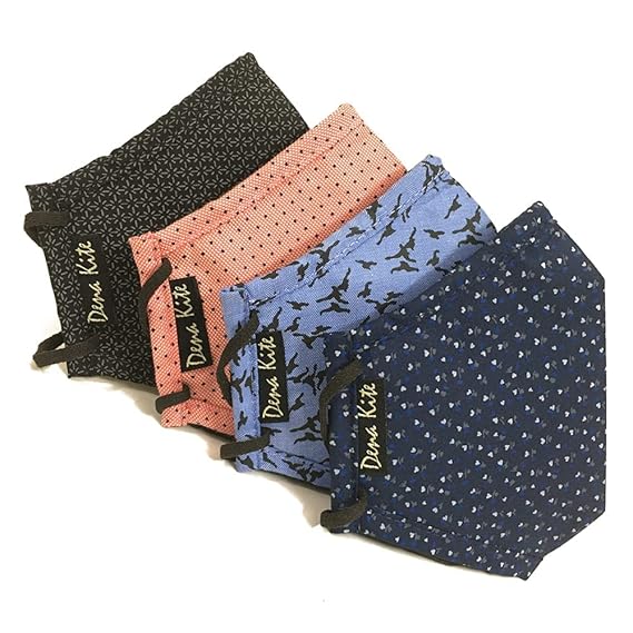 Dena Kite 5 Layers Cotton face mask for men mask for women with nose clip. (PACK OF 4)