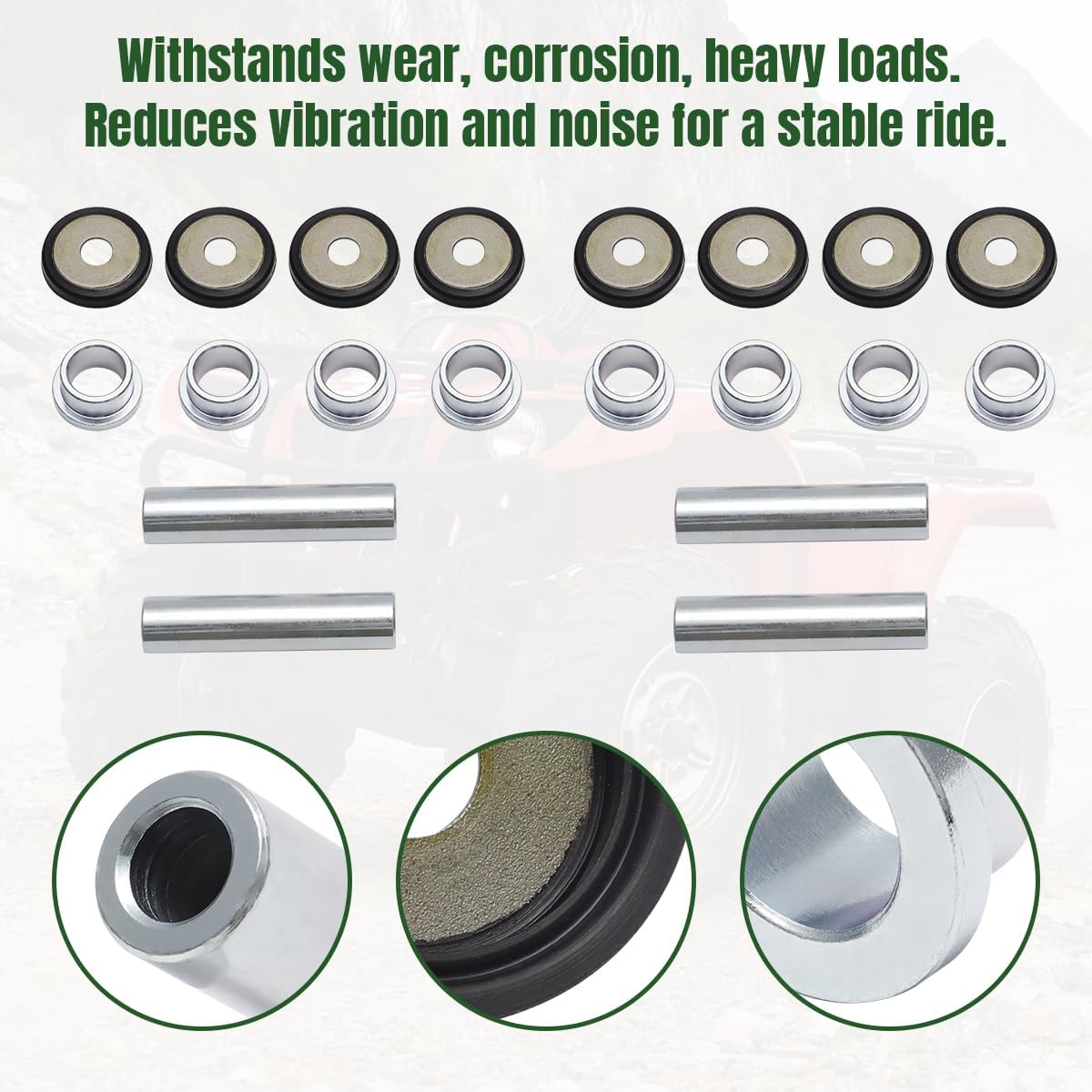 2 PCS Rear Knuckle Bushing Kit for Yamaha Rhino 450 660 700 |for Yamaha Grizzly Kodiak 350 400 450 700 - Replacement for 5KM-23448-00-00