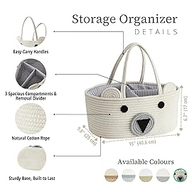 DECOMOMO Teddy Bear Basket, Diaper Caddy Basket, Baby Baskets for Baby Shower (Animal, Large)