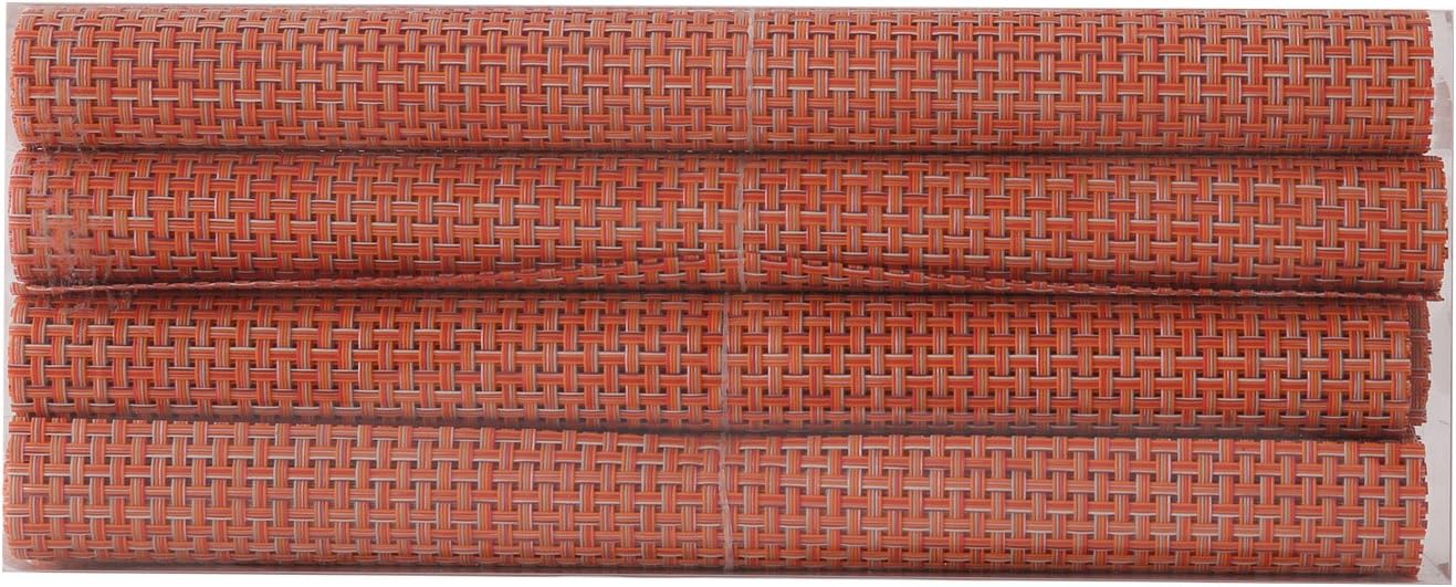 Up To 40% OFF Deconovo Home Decorative PVC Mats Easy to Wash Chevron Pattern Crossweave Woven Vinyl Placemats for Kitchen Table, 12x18 Inch, Orange