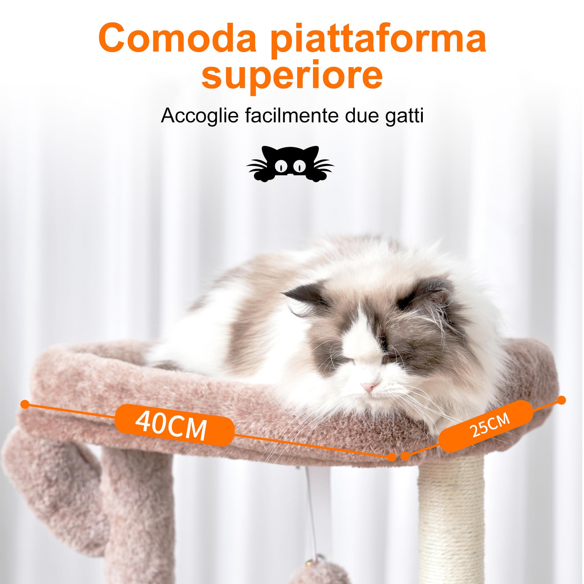 Heybly Albero Tiragraffi per Gatti, 100 cm Alto Con Grande Piattaforma In Cima, Grotta, 2 Amache, Giochi Per Gatti, Mobili Del Gatto, Tiragraffi Ad Alberi, Beige Marrone HCT006SMU