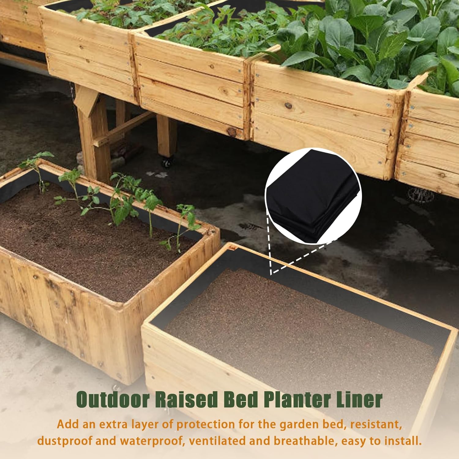 63 * 114 inch Raised Garden Bed Liner, Non Woven Fabric Liner for Large Veg Trough, Keeps Soil Contained and Water Drained