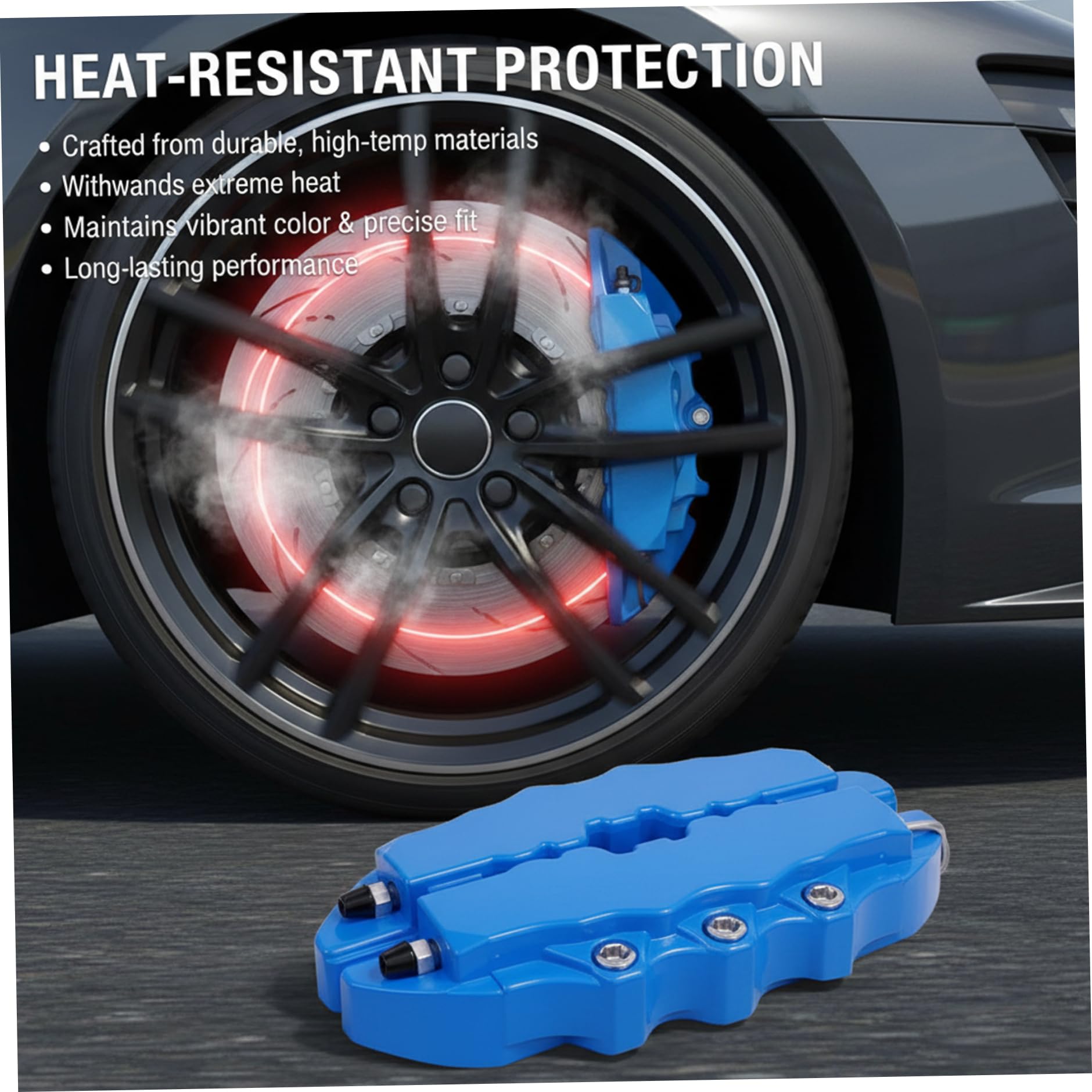 Juego de 4 cubiertas para pinzas de freno, cubiertas de pinzas de ABS resistentes al calor, mejora para una apariencia y protección mejoradas, tallas S y M incluidas, azules para pinza — view 3