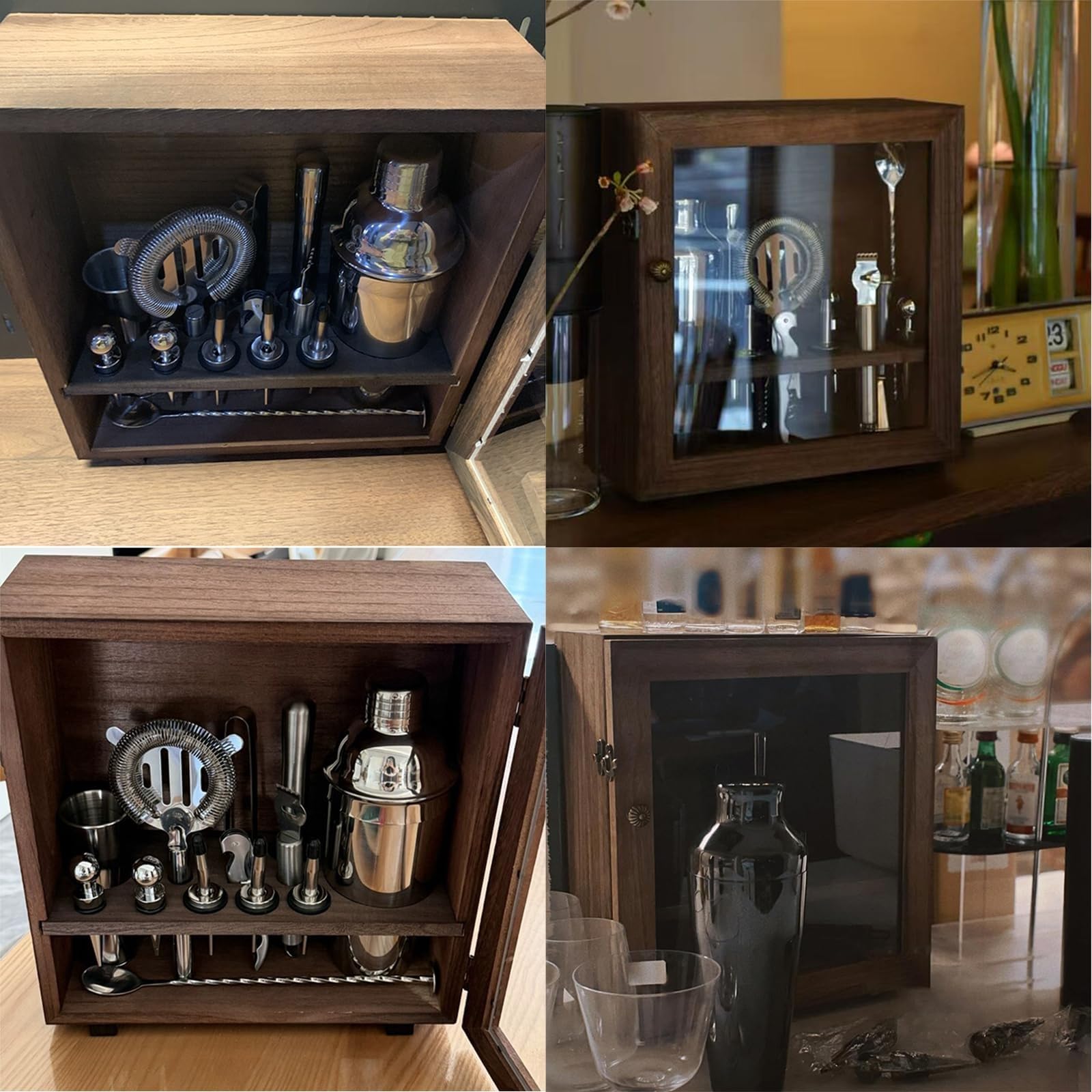 Juego de cocteleras, Kit de fabricación de Acero Inoxidable con coctelera, colador, Aparejo, Cuchara mezcladora, Pinzas, abridor for Mezclar Bebidas, hogar