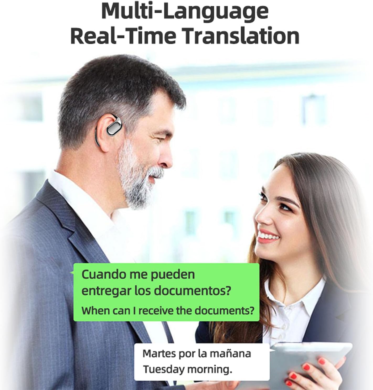 M75 on Ear Translator Earbuds, Touch Control Language Translation Device Supports 144 Languages & Accents Translation in Real Time, APP,300mAh (Skin Color)