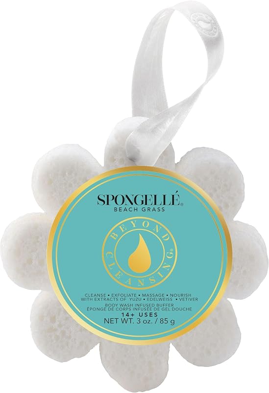 SPONGELLÉ Esponja de banho Beach Grass Wild Flower com fragrância e sabonete corporal integrados