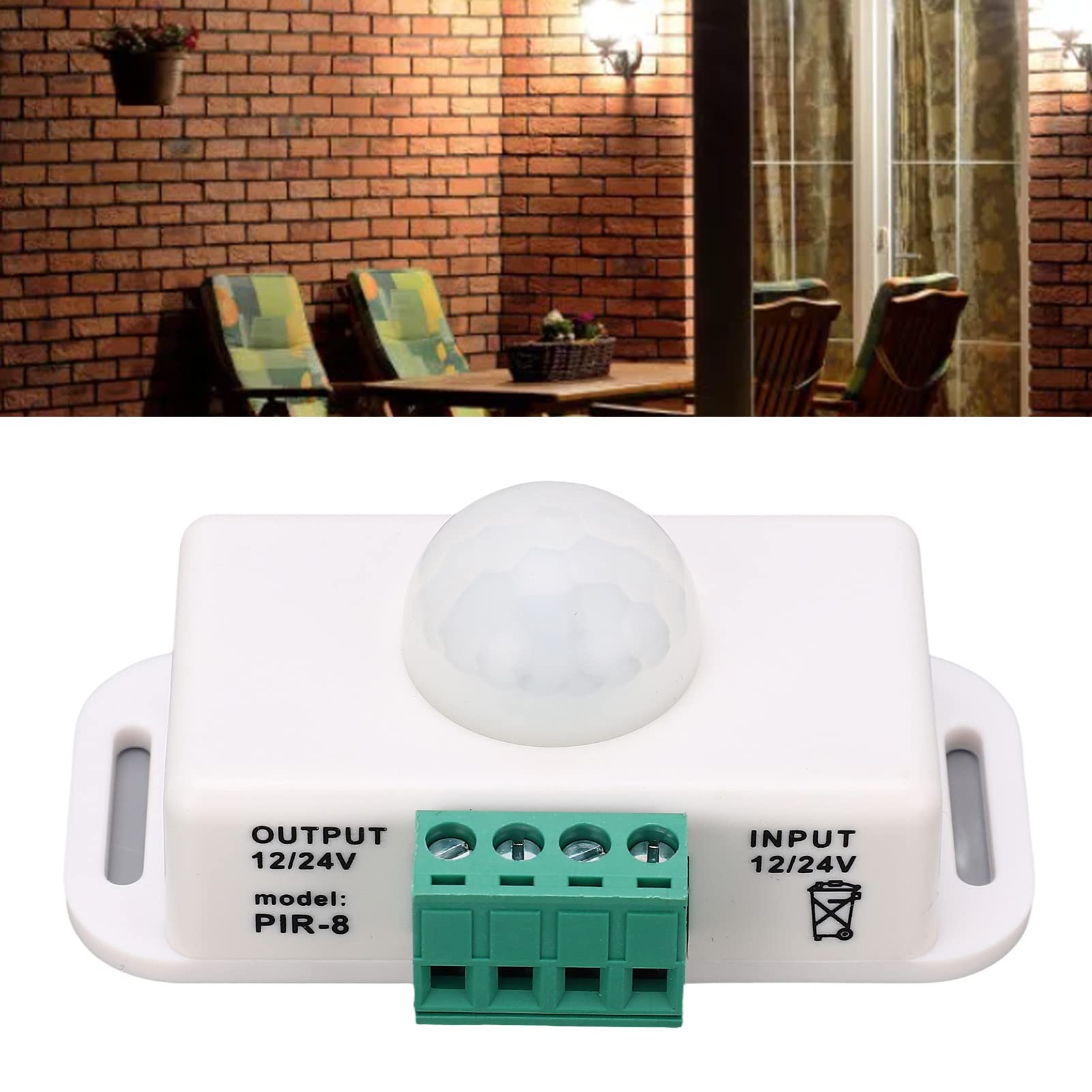 Ejoyous Interruptor de Detección del Cuerpo, Controlador de Sensor de Movimiento PIR ABS DC 12 V 24 V 6 A con Retardo Ajustable de 1 A 10 Minutos Alcance de 5 A 8 M para Armario, Pasillo, Gabinete,
