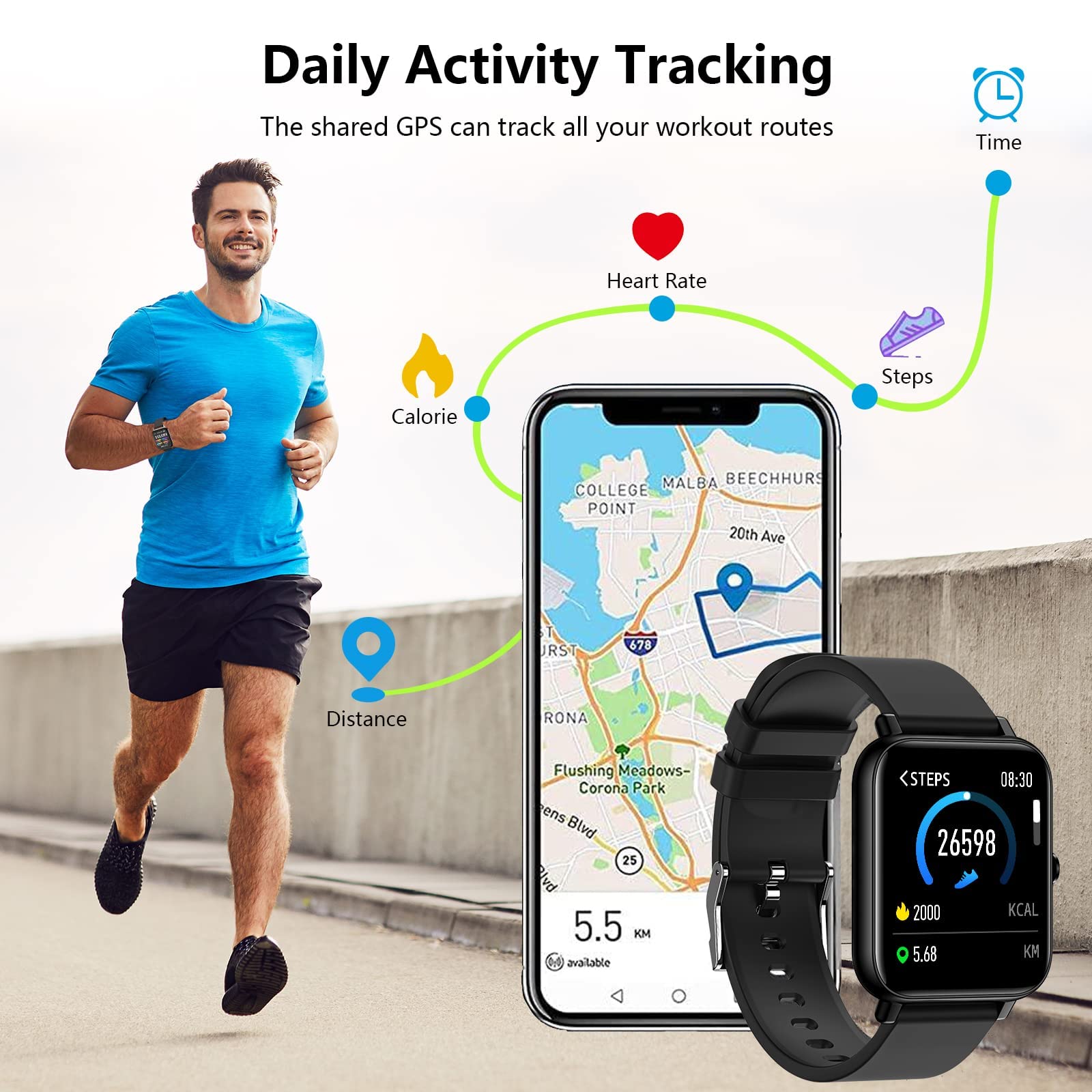 Amazon.com: IDEALROYAL Smart Watch, Fitness Tracker for Android Phones,  Smartwatch with Heart Rate,Sleep Monitor,Activity Tracker with IP67  Waterproof Pedometer Watch for Android \u0026 iOS for Men Women : Electronics