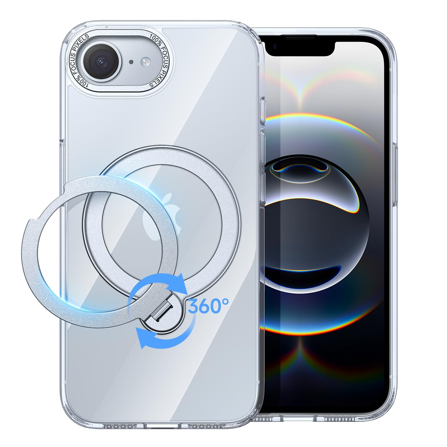 iPhone 17e / iPhone 16e 用 ケース 360度回転 リング…