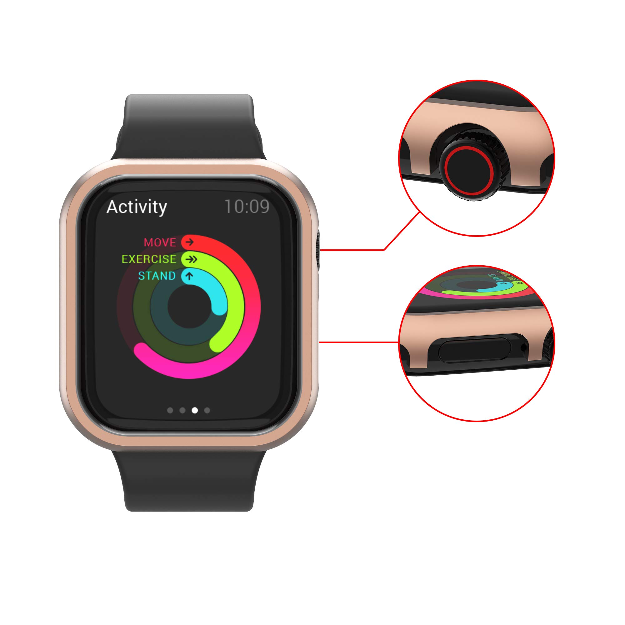 Rose Gold Case Metal Compatible with Apple Watch 38mm - Image 3