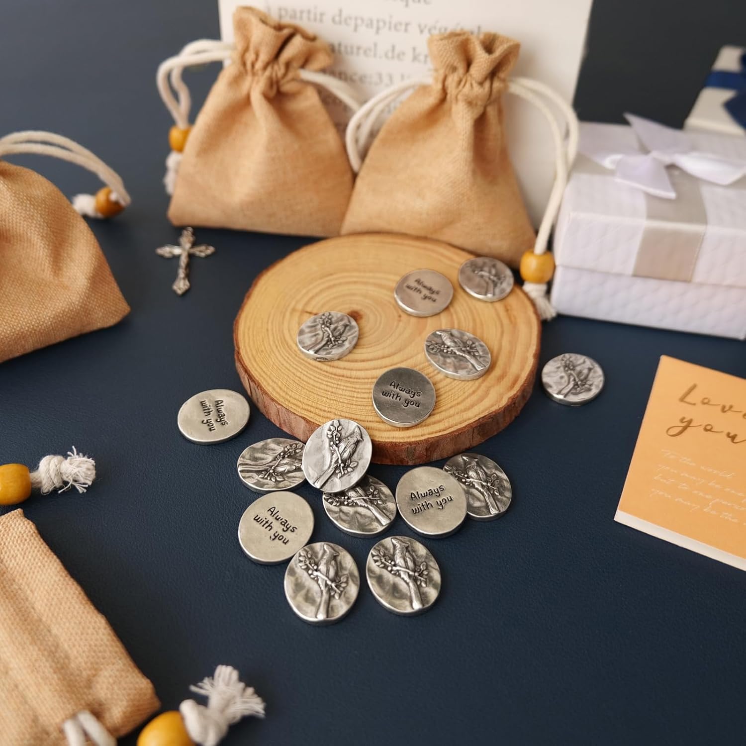 Cardinal Memorial Coins Bulk - Funeral Favors for Guests, Celebration of Life Keepsakes, Vintage Pewter Pocket Tokens, in Memory of Loved Ones Remembrance Gifts (Silver/50pcs)