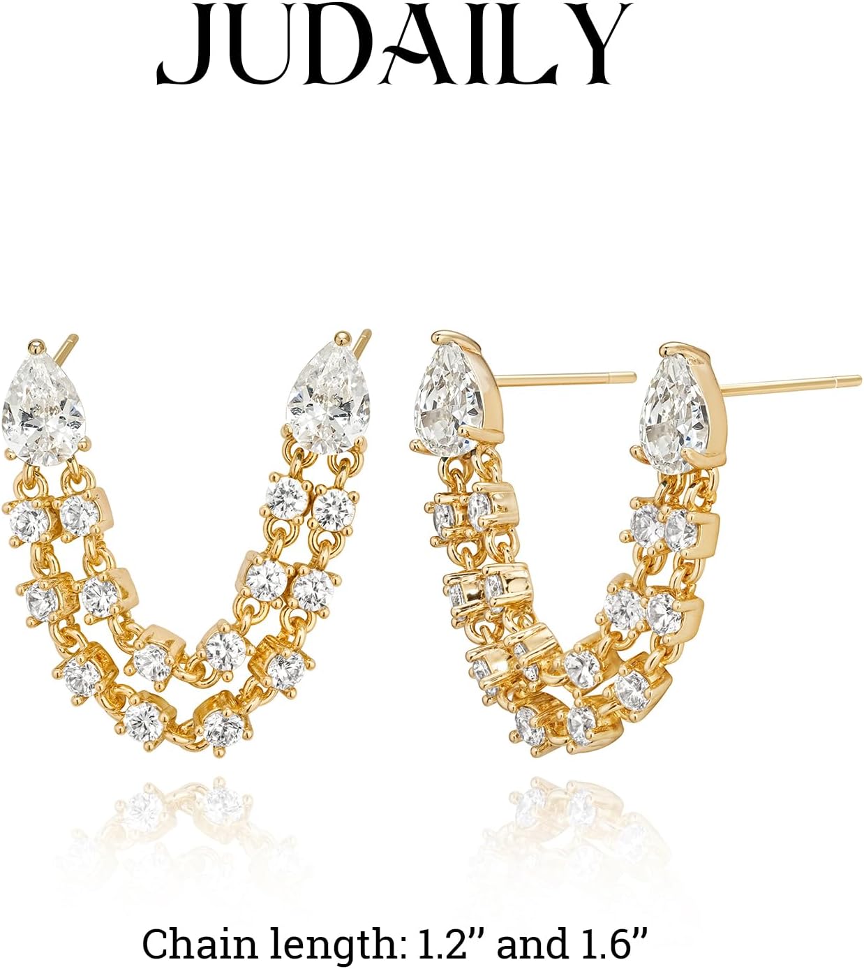 Gold Chain Earrings for Women Trendy 14K Gold Plated Dangle Drop Studs Earrings Set - Image 4