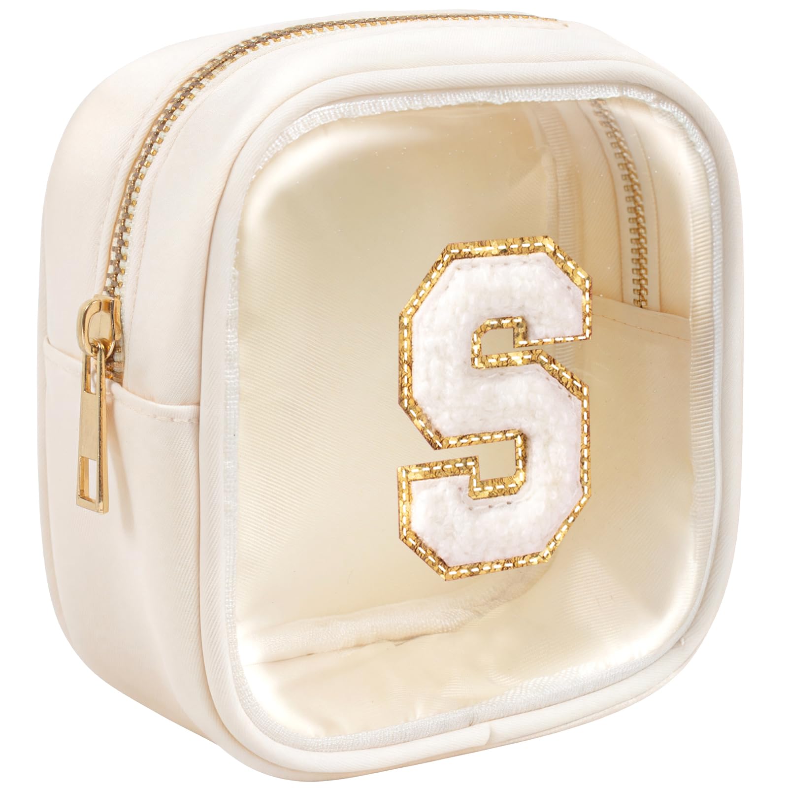 KOTORA Initial Make Up Bag Travel Toiletry Bag, Clear Makeup Bag Preppy Cosmetic Bag Clear Makeup Bags With Zipper Girlfriend Teacher 8 Year Old Girl