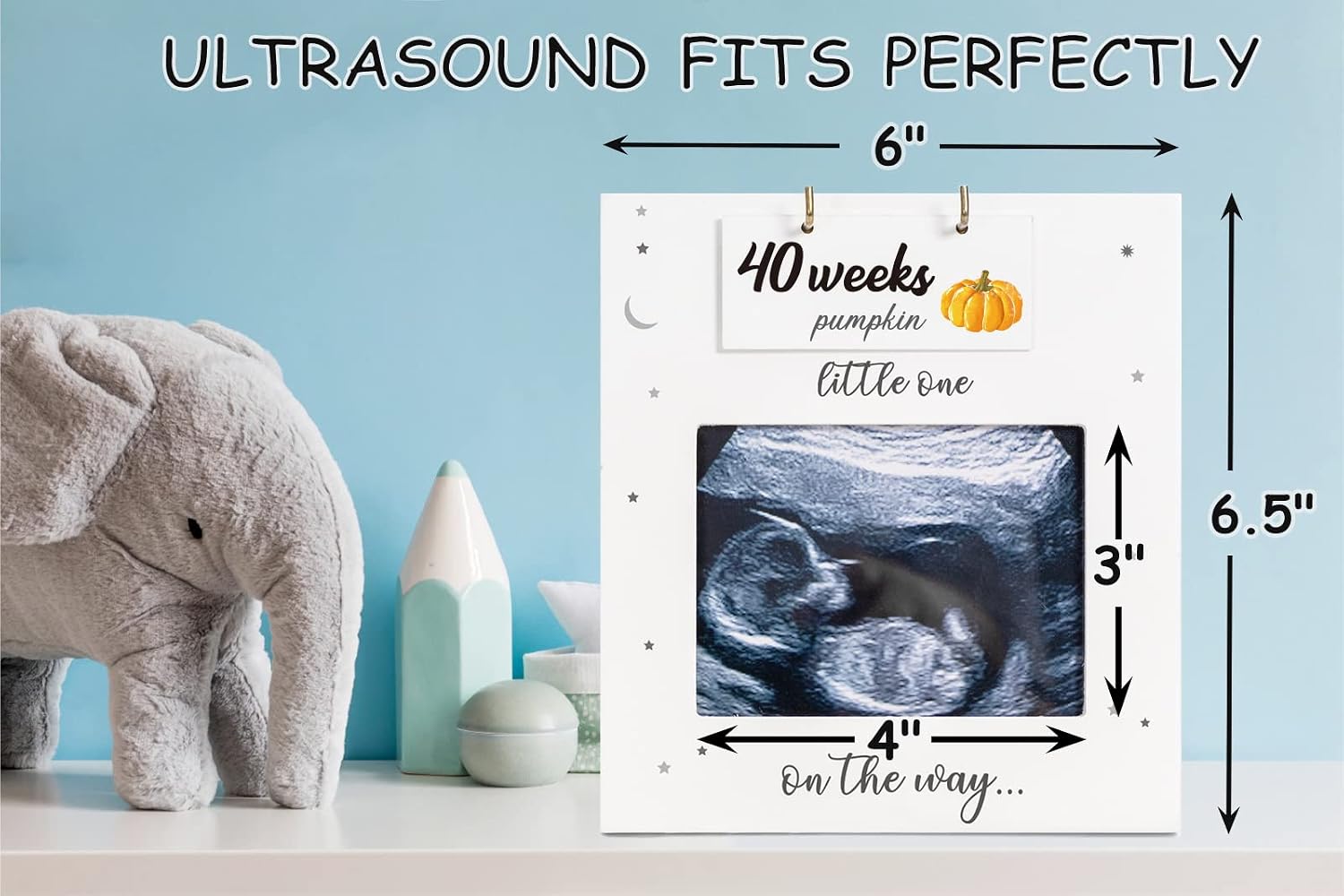 Ultrasound Picture Frame - Baby Bump Weekly Fruit and Veggie Pregnancy Tracker, Sonogram Picture Frame, Expecting Parents to be Unique Gift for Pregnant Women, Gender Reveal First Time Mom Must Have