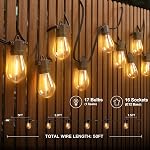 addlon 50FT LED Outdoor String Lights Waterproof Patio Lights with 16+1 Edison Shatterproof Bulbs, Commercial Grade Weatherproof Strand, ETL Listed Decorative for Garden or Patio