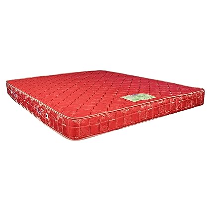 Centuary Mattresses The Wellness Collection D-strezz 6-inch Queen Size Spring Mattress (Maroon, 72x60x6) with One Impressa Bedsheet & 2 Pillow Covers
