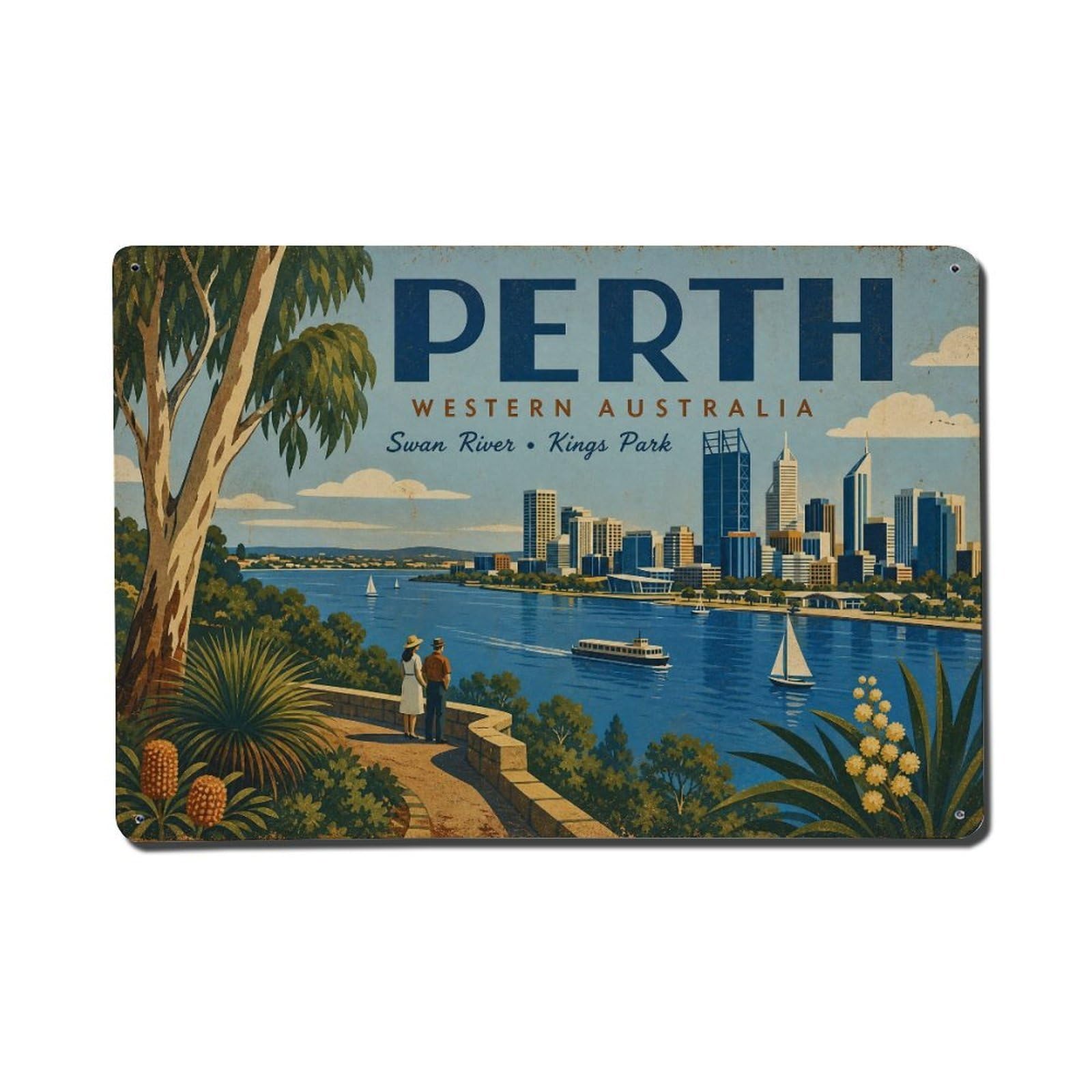 Australia Perth City Heritage Travel Regional Metal Tin Sign
