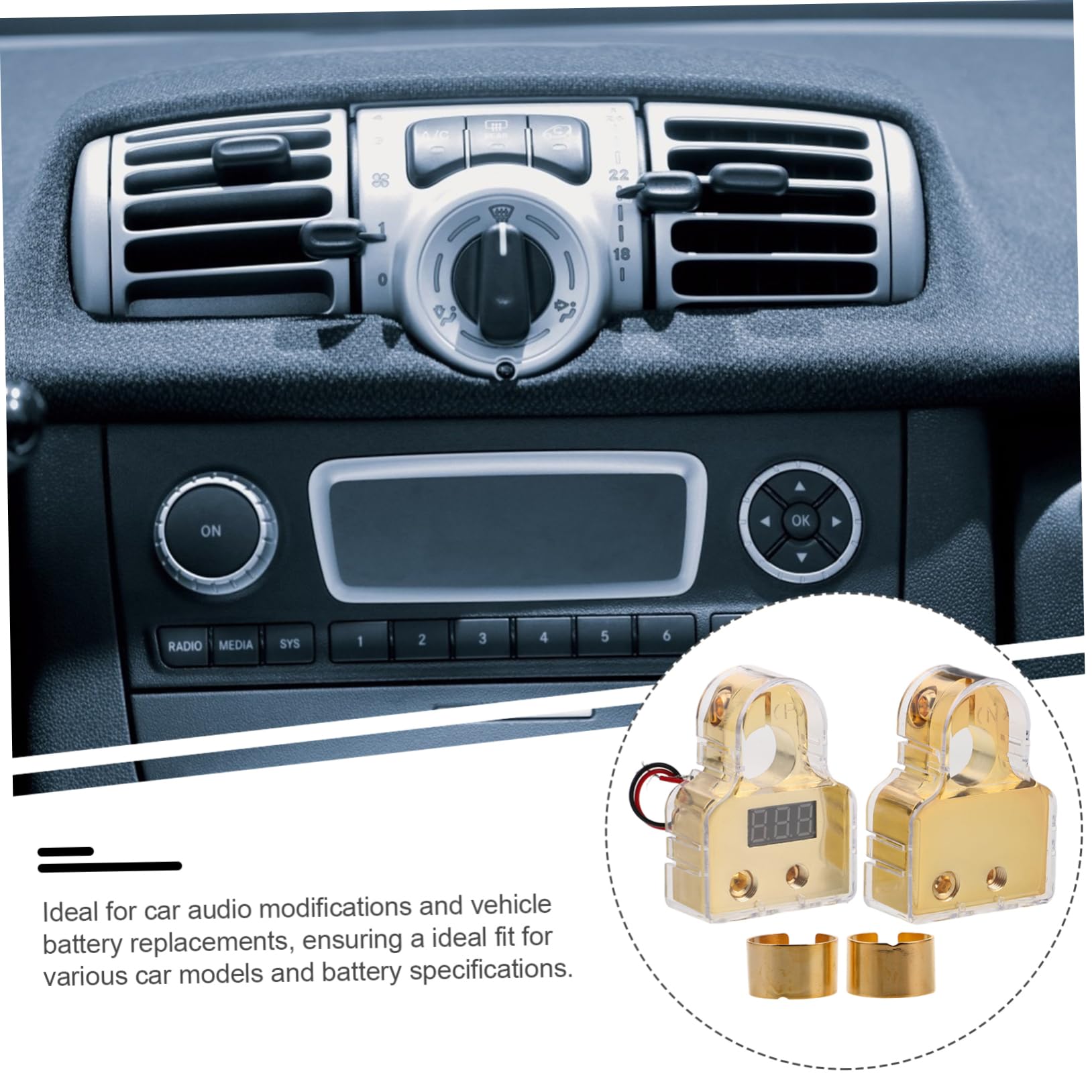 CHILDWEET Connecteur de Borne de Batterie Automobile avec Voltmètre Numérique, Alliage de Zinc, Installation Facile, pour Voiture, Bateau et Camping-