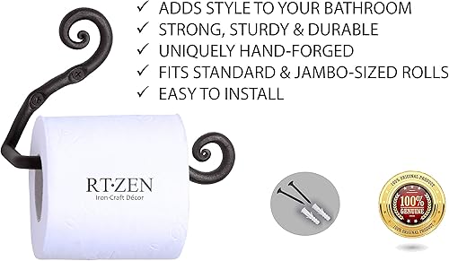 Miniatura 6 de RTZEN-Décor - Juego de accesorios de baño de hierro forjado  Percha decorativa para toallas de mano y soporte para rollo de papel higiénico  Montaje