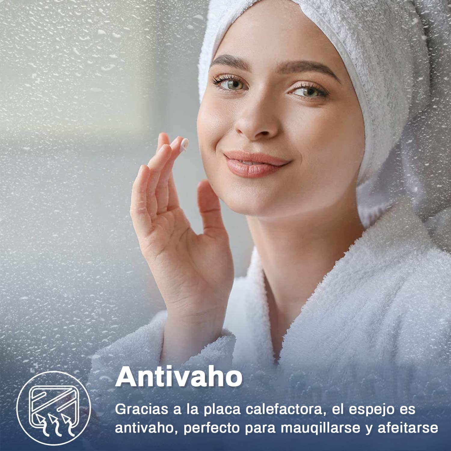 SONNI Armario Espejo Baño con Luz 65 x 65 cm Bisagra Conductora Antivaho,Interruptor Táctil,2 Puertas,Espejo de Baño con Armario y LED,Aluminio y Enchufe para Afeitadora