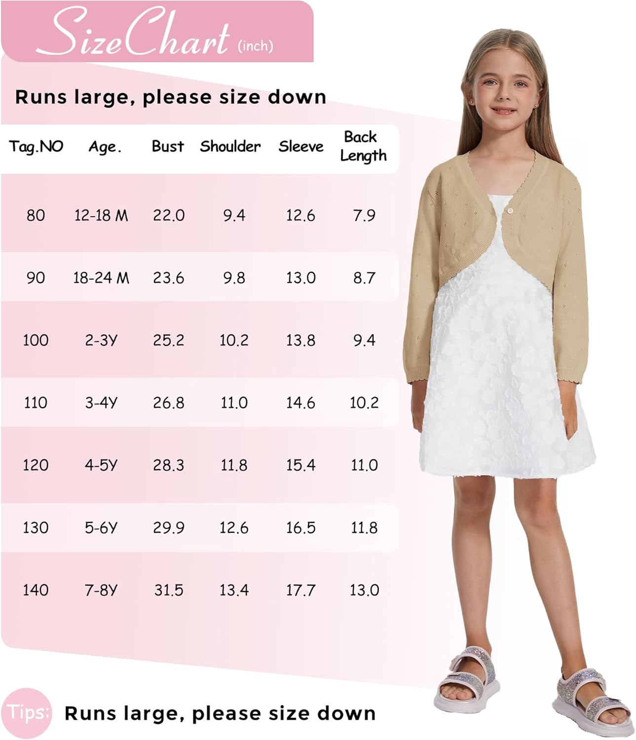 Girls Cardigan, Girls Bolero Shrug Sweater, Kids Knit Hollow Out Long Sleeve, Button Cover Up Cropped Tops