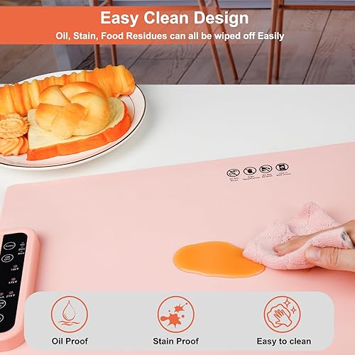 Miniatura 5 de Tapete de calentamiento de alimentos, calefacción de superficie completa, enrollable y portátil, 3 ajustes de temperatura, apagado automático,