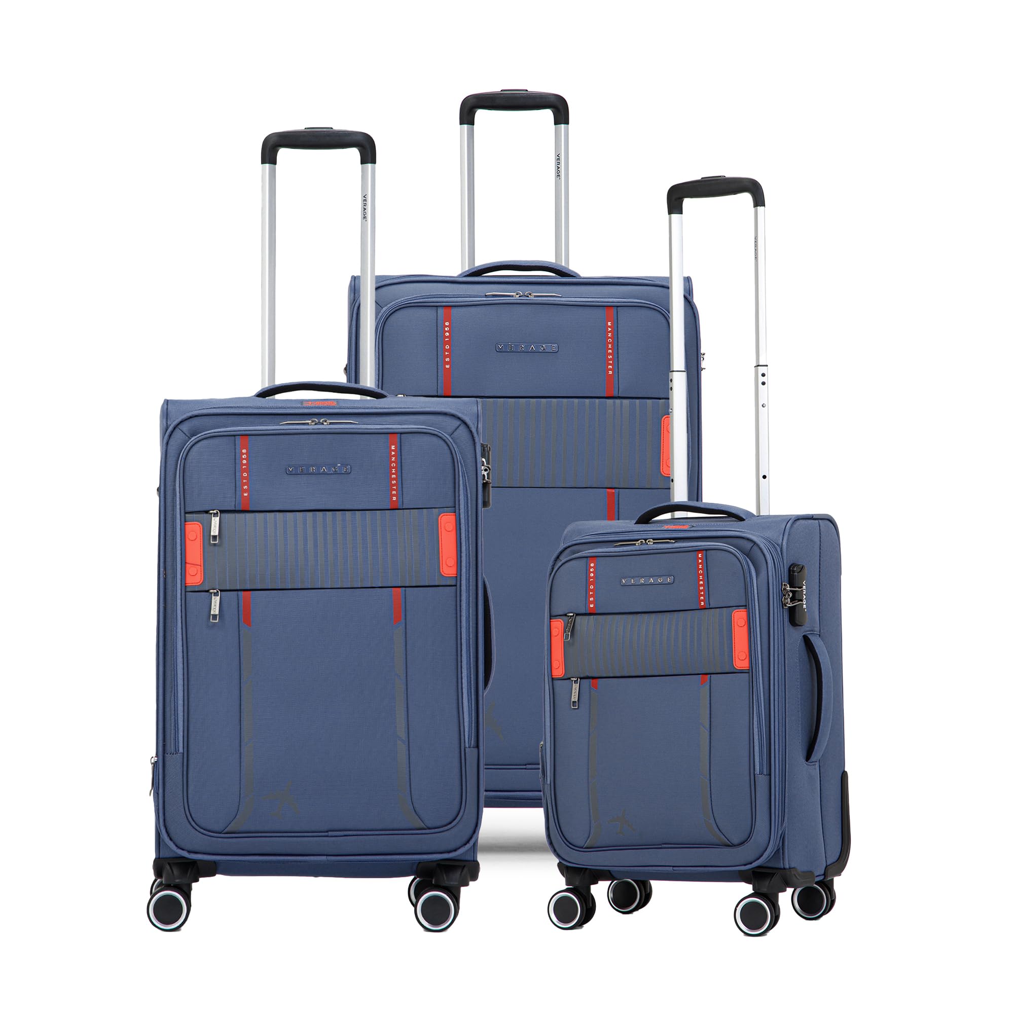 Specter Family Set of 3 (Small Cabin + Medium Check-in + Large Check-in) Combo Space Grey Soft Sided Luggage Trolley Bag for Travel with Expandable & Anti Theft Zipper Spinner Wheels Suitcase-image-45